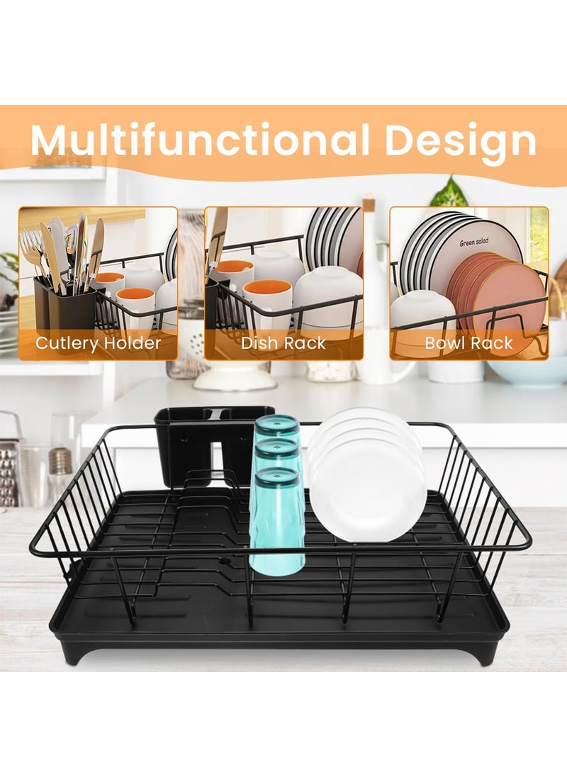 SUPVOX Supvox® Dish Drying Rack - Metal Large Capacity Dish Drainer Basket with Cutlery Holder & Drainage Spout, Kitchen Multifunction Dish Drying Rack Cup Drying Rack for Dishes, Knives, Spoons, and Forks  - Image 5