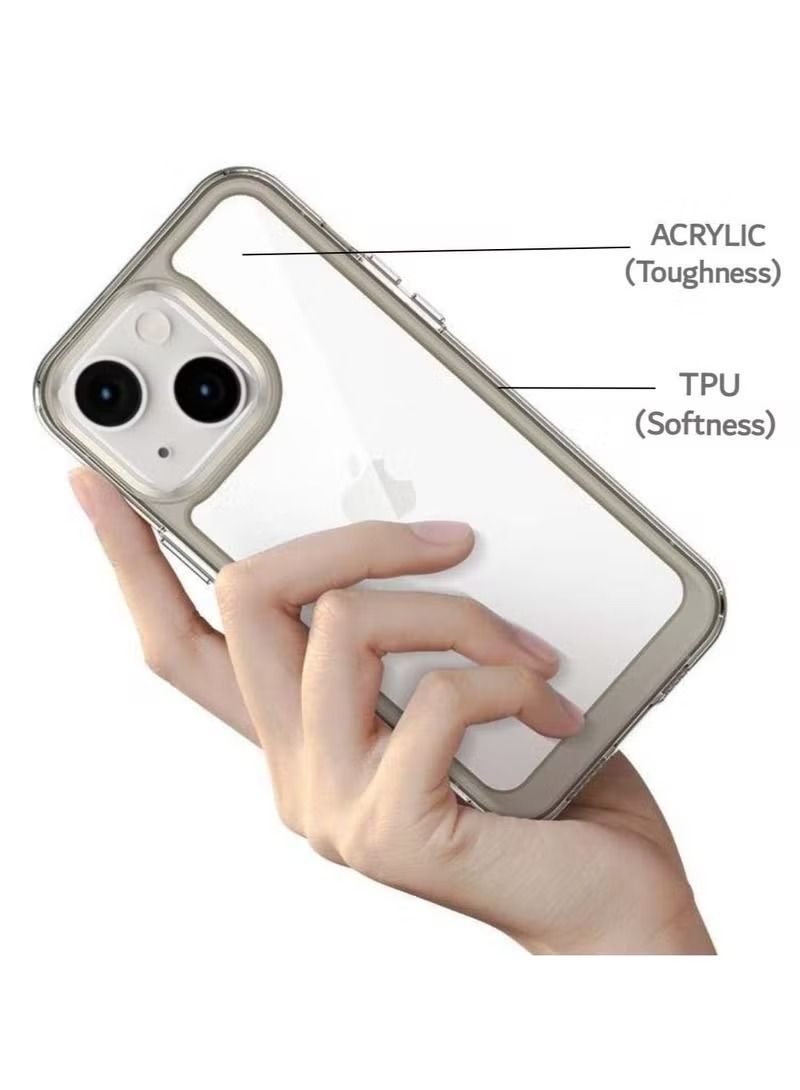 إيف جراب iPhone 14 مقاس 6.1 بوصة مضاد للاصفرار عسكري صلب مضاد للانفجار من الخلف جراب شفاف رفيع للغاية مضاد للسقوط مضاد للصدمات مضاد للخدش متوافق مع iPhone 14 غطاء رمادي شفاف رمادي - Image 2