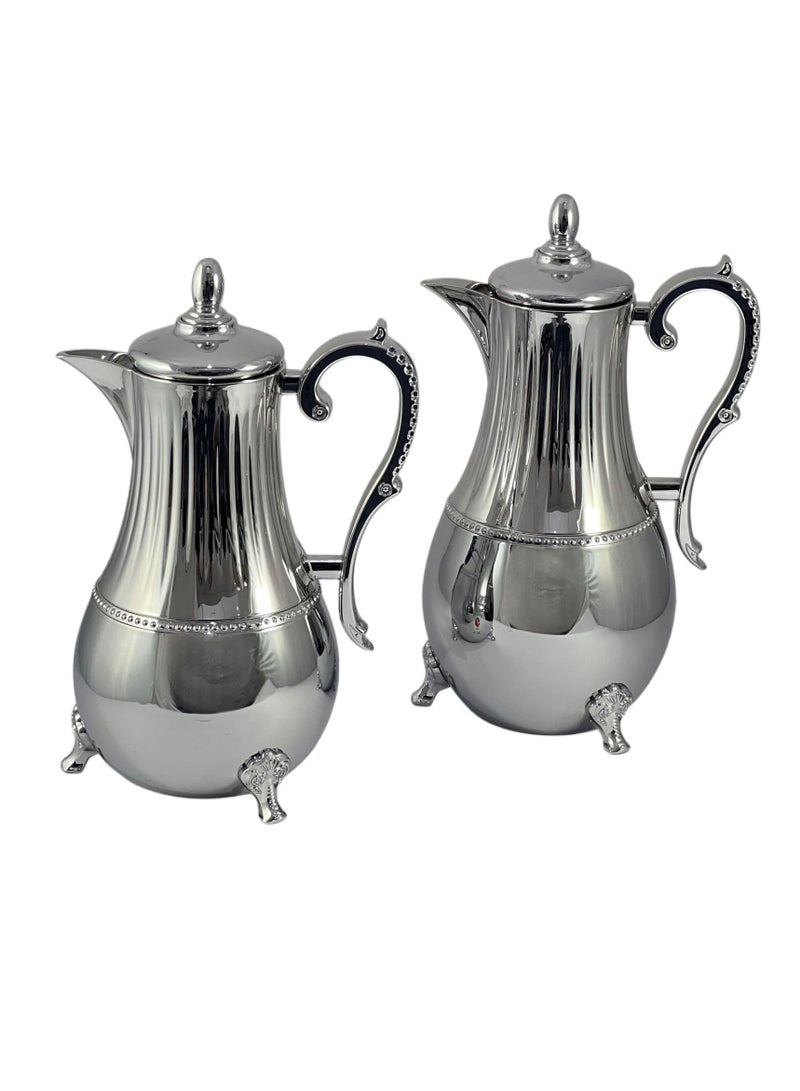 Home Maker Flask 0.75L/1L 2-Piece Set - Stainless Steel Silver - Image 1