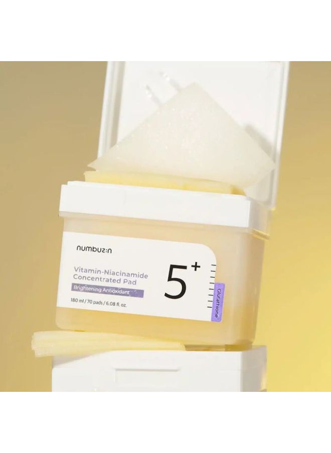 numbuzin Numbuzin No.5+ Niacinamide Concentrated Toner Pads - 70 Pads With Glutathione, Niacinamide, Pha & Lha | 180Ml Korean Skincare Set  - Image 4