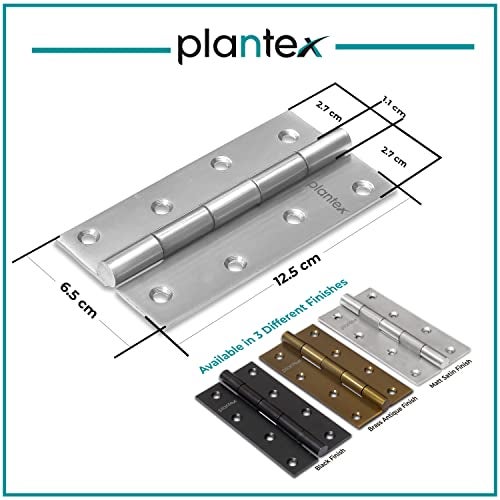 Plantex Heavy Duty Stainless Steel Door Hinges 5 inch x 12 Gauge/2.5 mm Thickness Home/Office/Hotel for Main Door/Bedroom/Kitchen/Bathroom - Pack of 3 (Satin Matt) - Image 3