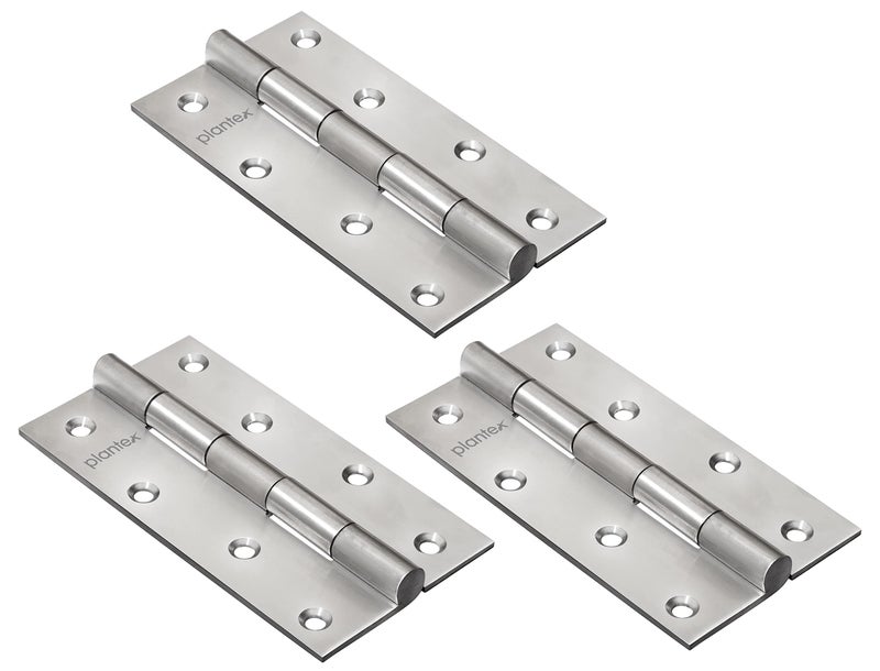 Plantex Heavy Duty Stainless Steel Door Hinges 5 inch x 12 Gauge/2.5 mm Thickness Home/Office/Hotel for Main Door/Bedroom/Kitchen/Bathroom - Pack of 3 (Satin Matt) - Image 1