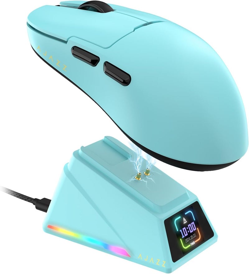 A-jazz AJAZZ AJ159APEX 8Khz Wireless Gaming Mouse Ultralight 56g with Magnetic Screen Charging Dock 42000DPI PAW3950 Sensor Tri Mode BT24GhzTypec Wired Programmable for Esport FPS PC Mac GamerBlue - Image 2
