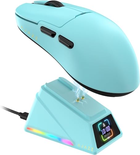 A-jazz AJAZZ AJ159APEX 8Khz Wireless Gaming Mouse Ultralight 56g with Magnetic Screen Charging Dock 42000DPI PAW3950 Sensor Tri Mode BT24GhzTypec Wired Programmable for Esport FPS PC Mac GamerBlue - Image 1