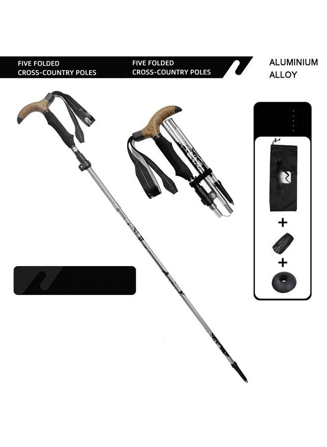 Arabest Aluminum Trekking Poles, Ultra Light Collapsible Walking Sticks, Outdoor Hiking Poles for Seniors, 5 Fold Design, Quick Lock, Curved Handle, with Storage Bag  - Image 1