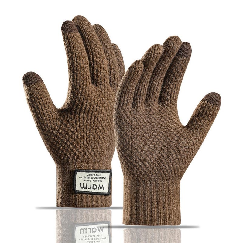 New fleece-lined, thickened winter gloves, warm pineapple pattern, fingerless touchscreen gloves for men. - Image 5