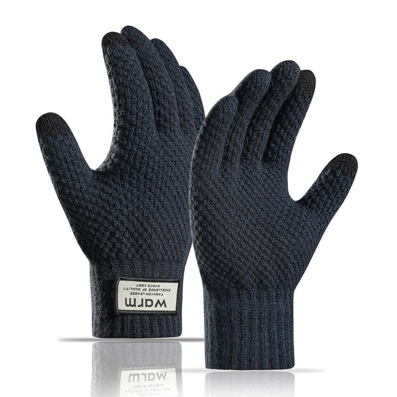New fleece-lined, thickened winter gloves, warm pineapple pattern, fingerless touchscreen gloves for men. - Image 4