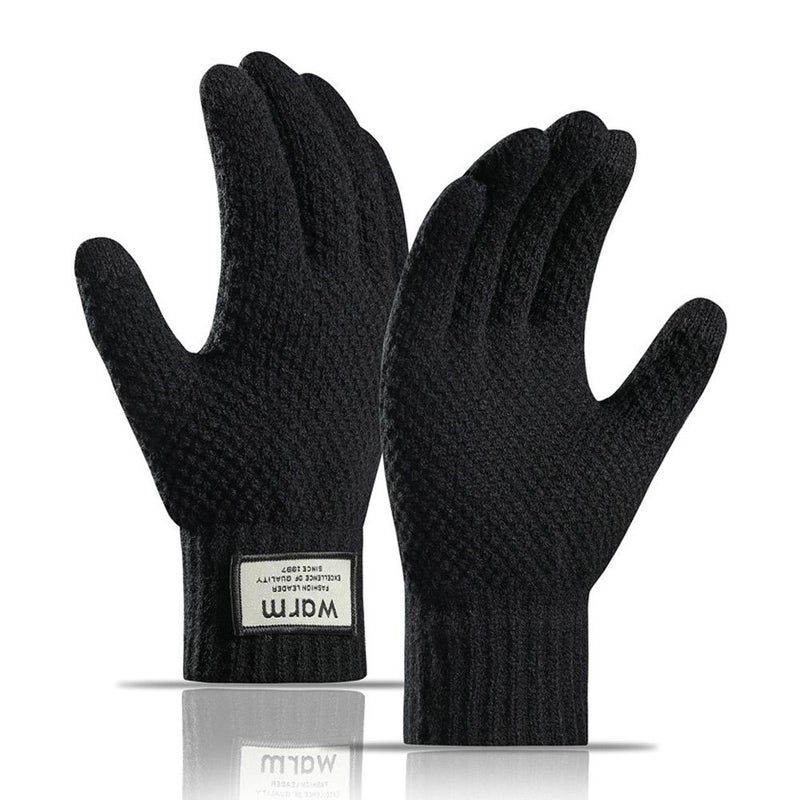 New fleece-lined, thickened winter gloves, warm pineapple pattern, fingerless touchscreen gloves for men. - Image 2