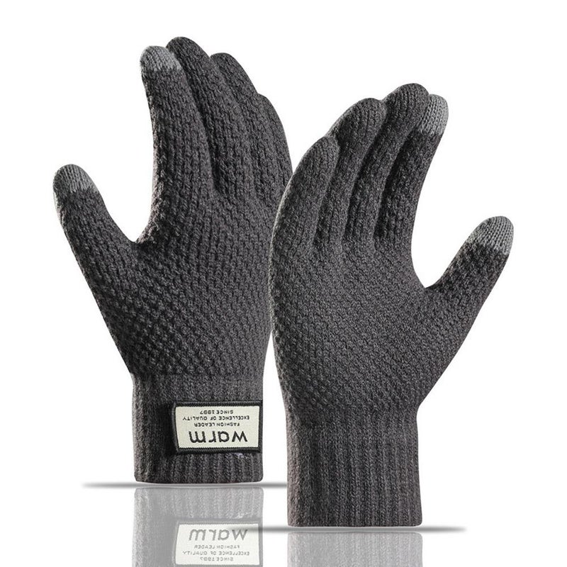 New fleece-lined, thickened winter gloves, warm pineapple pattern, fingerless touchscreen gloves for men. - Image 1