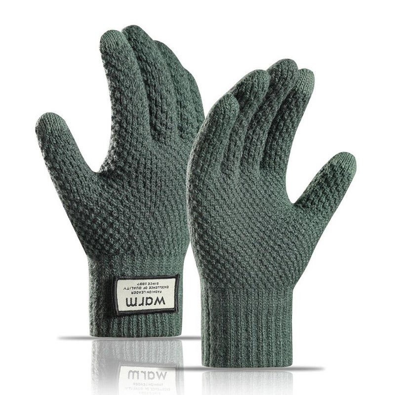 New fleece-lined, thickened winter gloves, warm pineapple pattern, fingerless touchscreen gloves for men. - Image 3