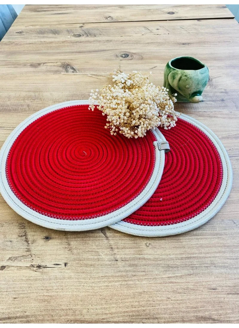 BDZ Deri BDZ Leather Wicker Jute Presentation Plate Mat American Service 2 Piece
