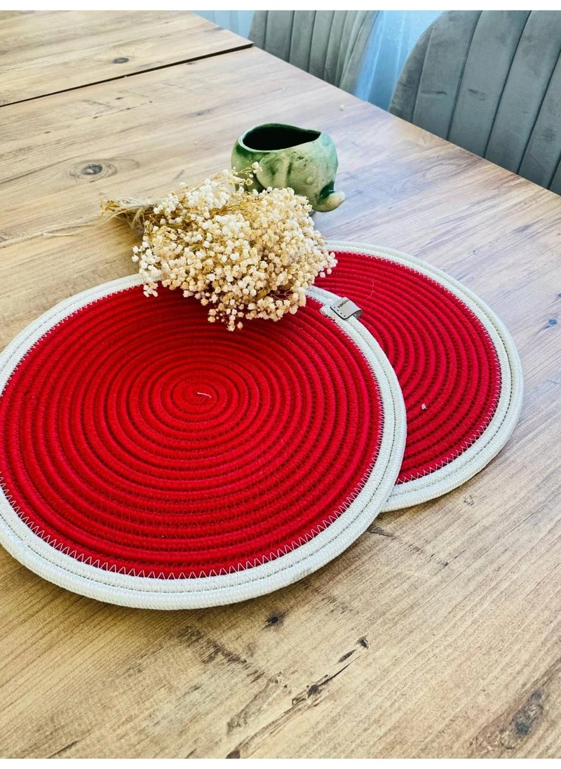 BDZ Deri BDZ Leather Wicker Jute Presentation Plate Mat American Service 2 Piece