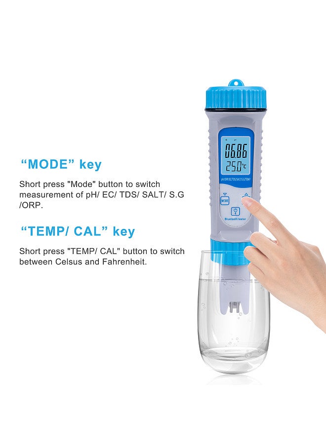 Lepmerk Water Quality Tester PH Tester Water Digital 7 in 1 PH/ORP/EC/TDS/SALT/S.G/TEMP Digital Water Testing Pen with LCD Display for Nutrients Growing Indoor Garden Home Brewing Pool Aquarium  - Image 4
