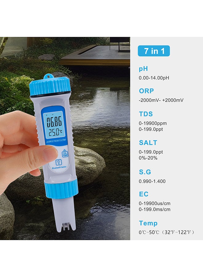 Lepmerk Water Quality Tester PH Tester Water Digital 7 in 1 PH/ORP/EC/TDS/SALT/S.G/TEMP Digital Water Testing Pen with LCD Display for Nutrients Growing Indoor Garden Home Brewing Pool Aquarium  - Image 2