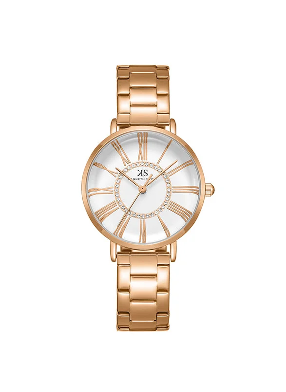 كينيث سكوت Kenneth Scott K23536-RBKW Women Analog Display Watch & Stainless Steel Strap Rose Gold