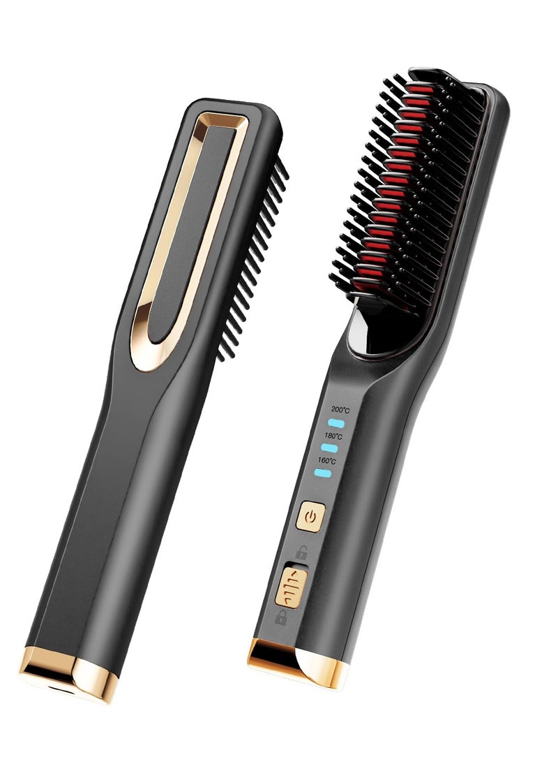 Zikra Cordless Hair Straightener Brush for Women, Electric Hair Straightening Comb with Negative Ions,30s Fast Heating,USB Rechargeable, Portable Mini Straightening Brush for Travel, Fast Heating - Image 1