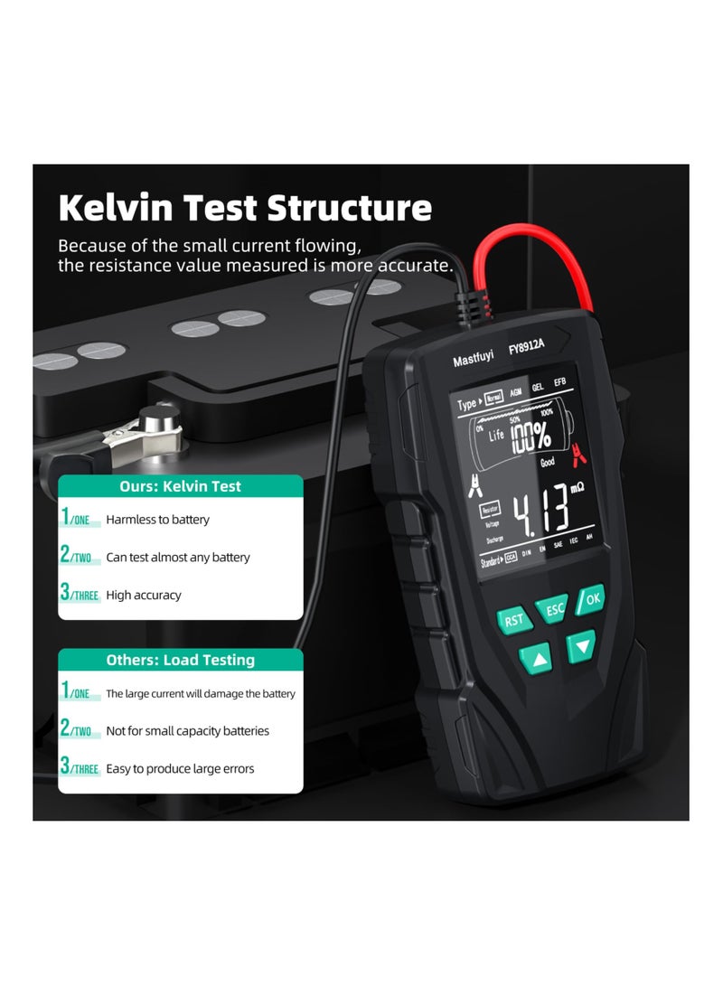 Generic Car Battery Tester, 12V 24V, 50-2000 CCA Automotive Alternator Diagnostic Tool, Digital Auto Battery Analyzer, Resistance Voltage Discharging Analysis for Truck Van Boat Motorcycle ATV SUV  - Image 5