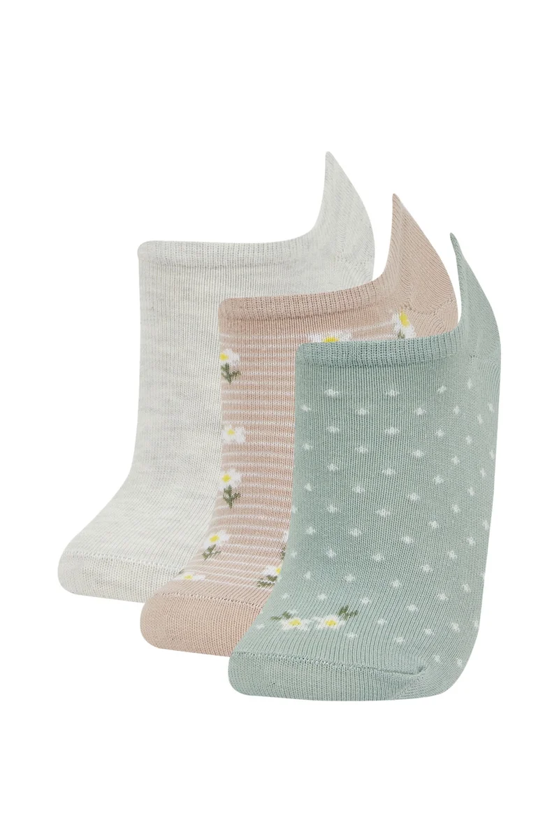 Woman Flower 3 piece Step Socks