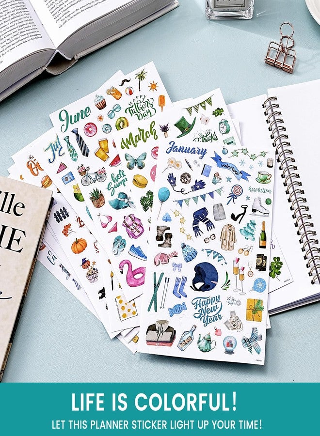 Shoparr Planner Stickers - Calendar Stickers for Celebration and Decoration, 12 Monthly Festival Theme Sticker for Adults Planner, for Festival Events, Daily Tasks(14 Sheets, 1500+ Sticker Per Pack) - Image 2