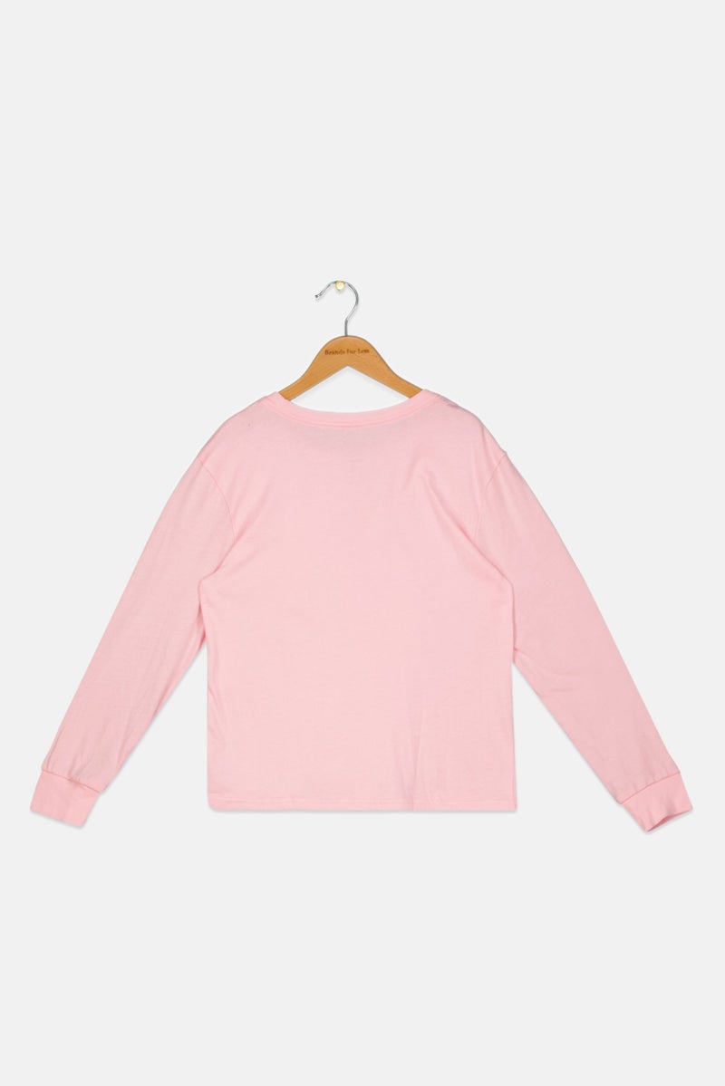 Roxy Kids Girl Graphic Printed Long Sleeve Top, Pink - Image 2