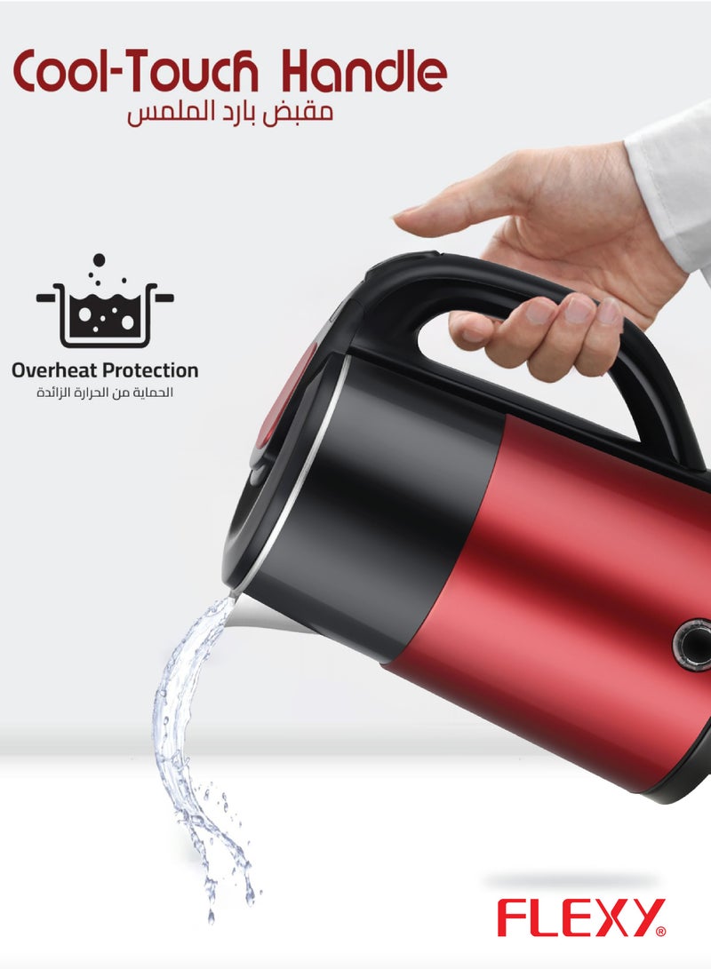 Flexy 2.2L 1500W Electric Kettle  Stainless Steel Water Boiler | Portable Pot Instant Water Heater And Tea Maker  | Auto Shut-Off Boil-Dry Protection 360° Swivel Base | Cool Handle  - Image 3