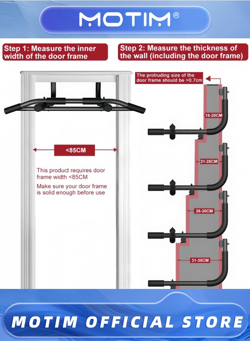 Motim Pull Up Bar Doorway Heavy Duty Chin Up Bar Door Workout Bar with Foam Grips for Home Gym Workout Strength Training - Image 3