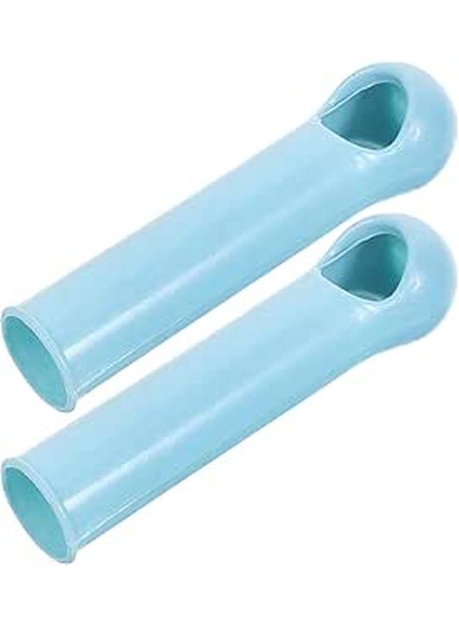 2pcs 19mm Light Blue Broom Mop Handle Replacement Grip And End Caps - Image 1