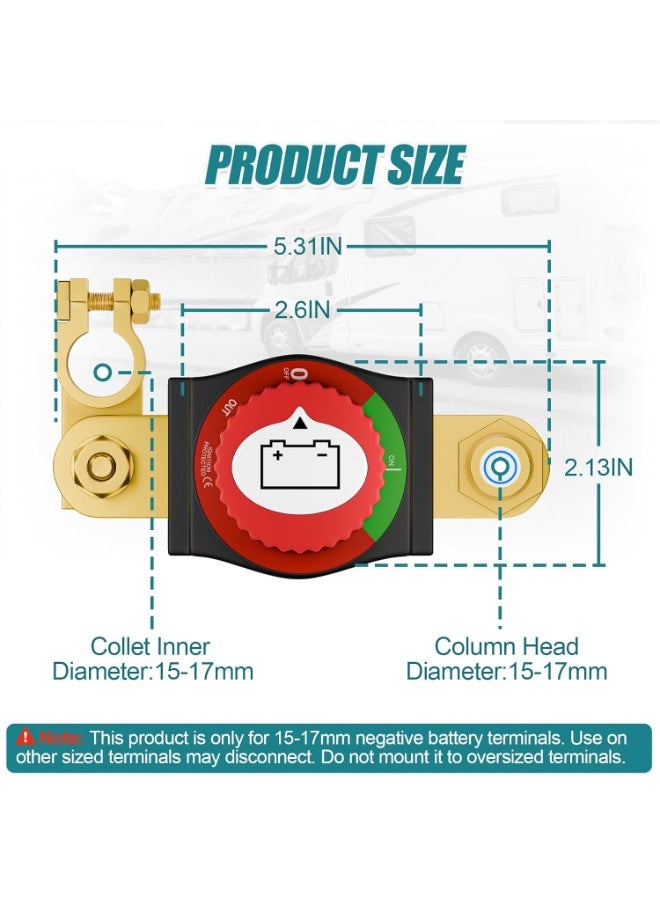 VELARO Battery Disconnect Switch 12-48V 300A On Off Isolator for Car RV Boat Marine ATV, Top Post Battery Cut Off Switch VELARO - Image 2