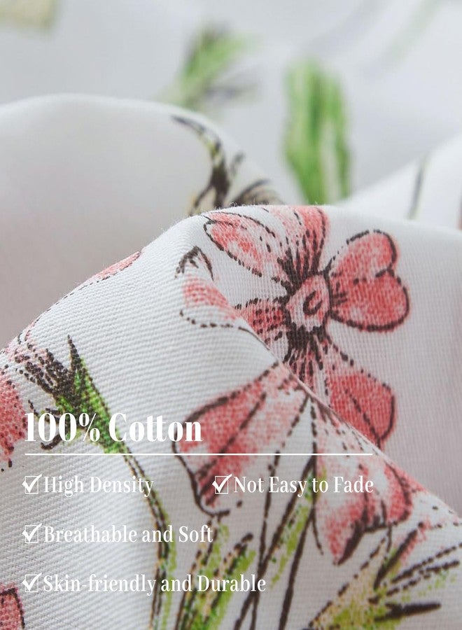 EAVD Girls Floral Duvet Cover Twin Soft Cotton Chic Cute Bird Floral Print Bedding Set Vibrant Botanical Bedding Set with 2 Pillowcases Vintage Botanical Comforter Cover with Zipper Closure - Image 4