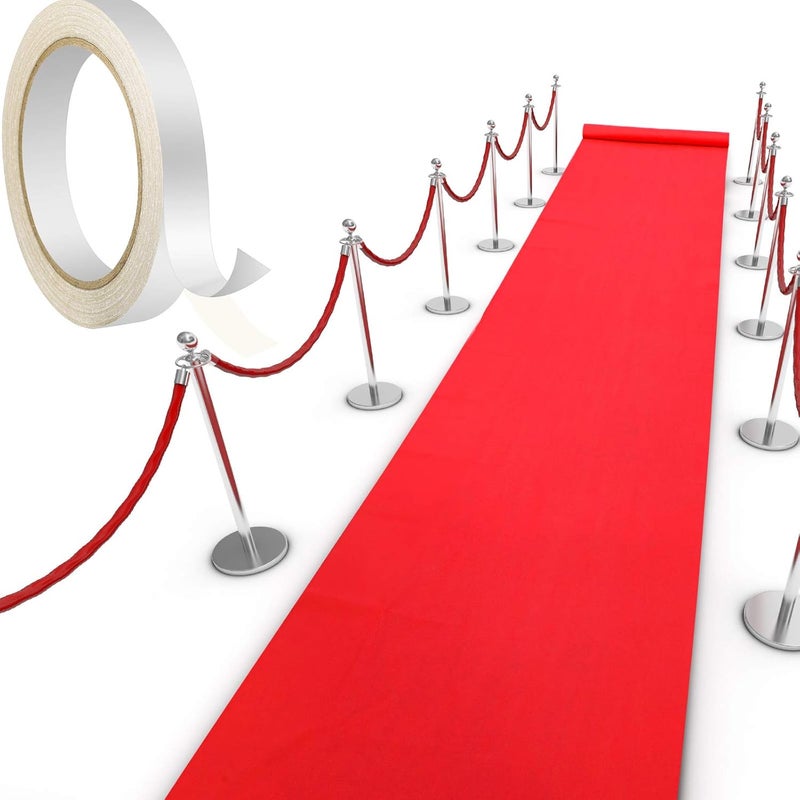 BPA Red Carpet Runner Runway Rug 55gsm Thickness with 1 Piece Carpet Tape for Wedding Christmas Xmas Thanksgiving Outdoor Accessories, Wedding Party Hallway Red Rug (2.6 x 30 Feet) - Image 1
