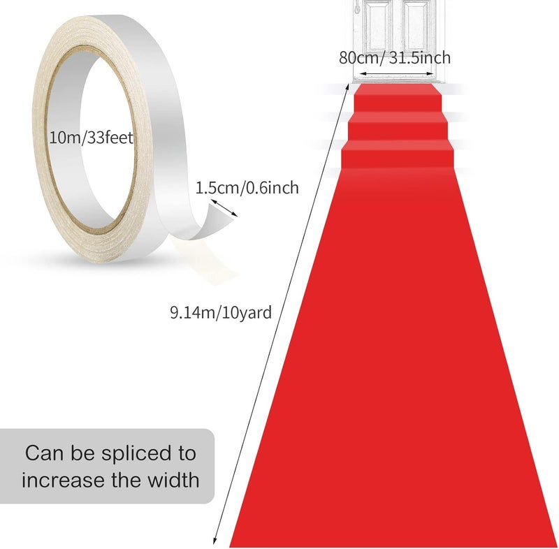 BPA Red Carpet Runner Runway Rug 55gsm Thickness with 1 Piece Carpet Tape for Wedding Christmas Xmas Thanksgiving Outdoor Accessories, Wedding Party Hallway Red Rug (2.6 x 30 Feet) - Image 3