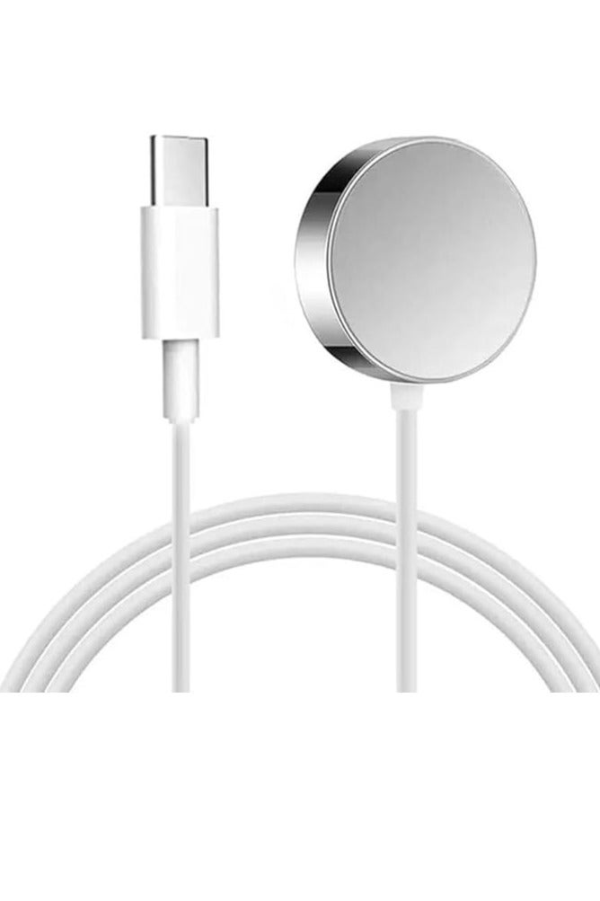 MHM - شاحن لاسلكي مغناطيسي معدني جديد من النوع C لساعة Apple Watch Series 9 8 7 6 5 4 3 2 SE Applewatch كابل شحن سريع USB C