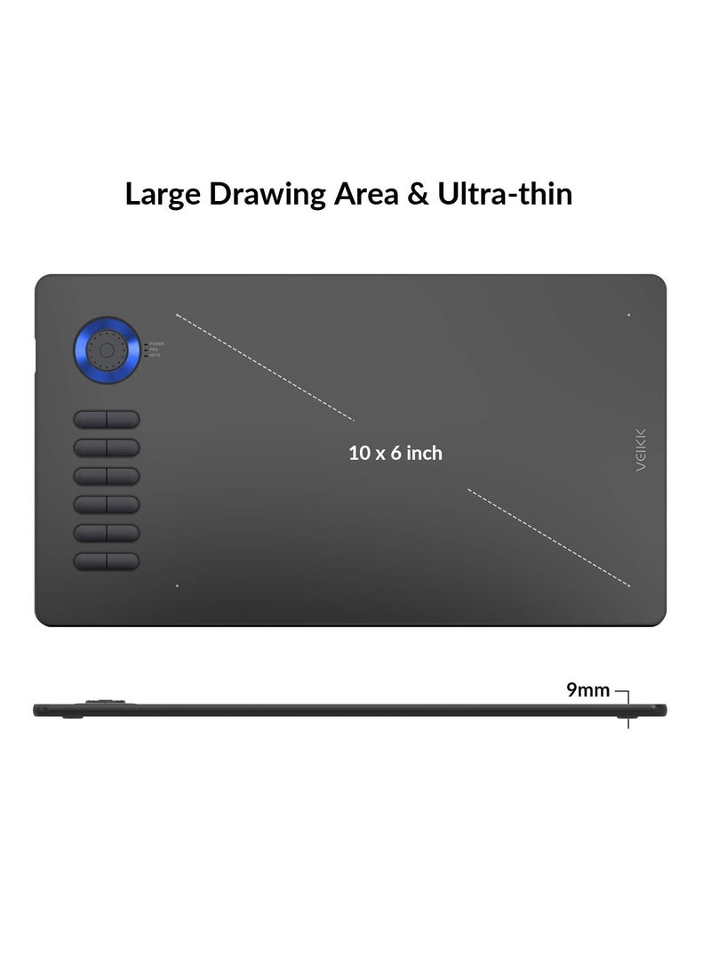 Veikk - A15 Pro Graphics Drawing Tablet 10 by 6 Inch Digital Drawing Tablet With 12 Hotkeys and a Quick Dial - Image 1