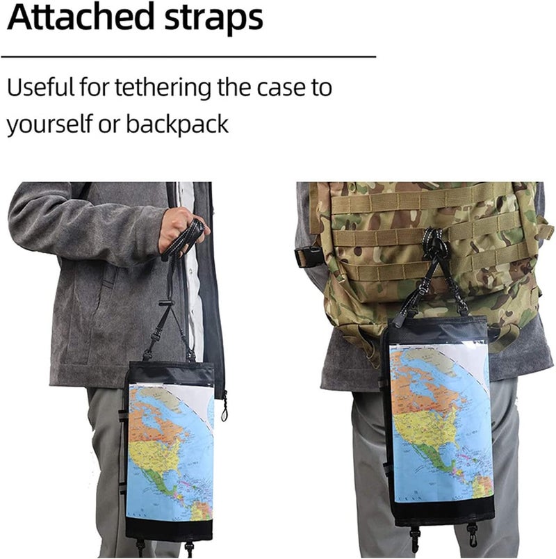 HERCHR Water proof Map Case Holder, 45.5x29.9cm/17.9x11.8in Transparent Folding Map Storage Bag Pouch with Lanyard for Outdoor Hiking Camping Travel - Image 3
