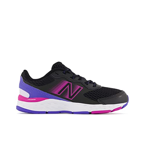 New Balance Kid's 680 V6 Lace-up Running Shoe, Black/Magenta Pop/Aura, 11.5 Little Kid - Image 2