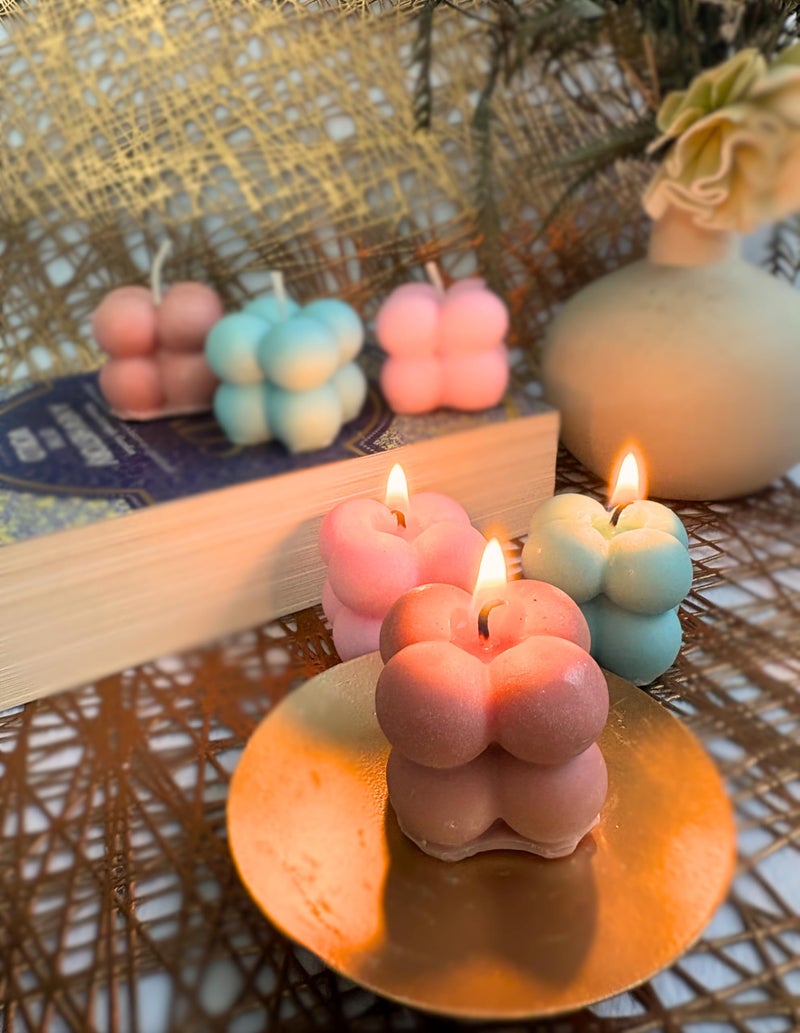 Goyoham | Pack of 6, Premium Scented Colored Bubble Candles | Fragrance - 2 Each of Pink Strawberry, Blue Beach Side, Peach Orange - Image 2