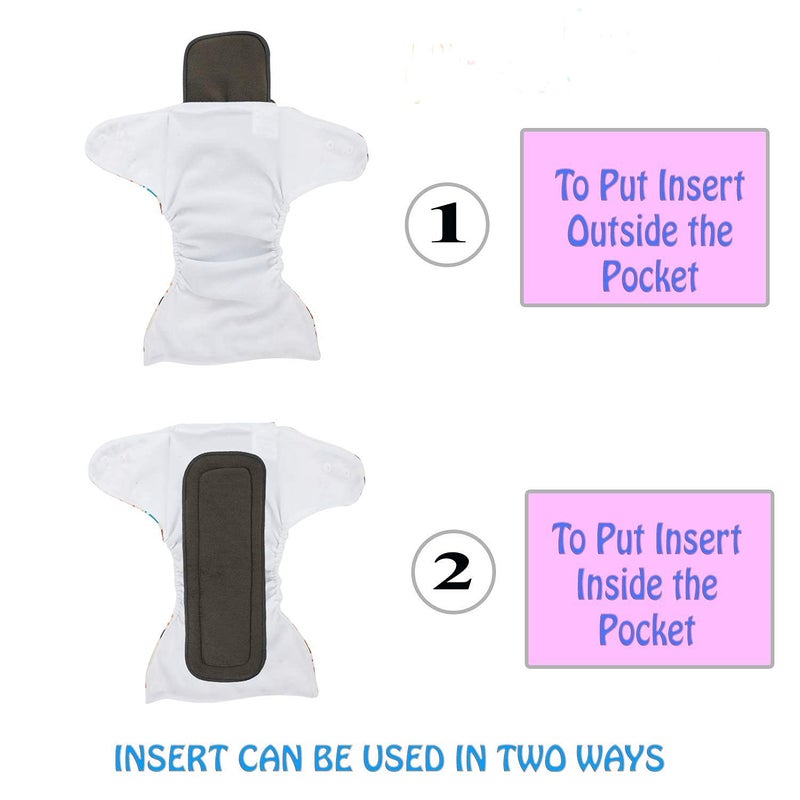 LAPRY Eco-Friendly Baby Reusable Diaper - Soft, Adjustable, Leak-Proof Cloth Diaper for Newborns and Toddlers With Insert ((2 Diaper 2 Insert)) - Image 3