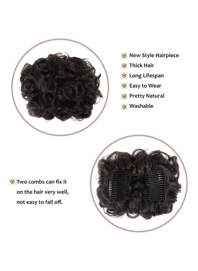 Elaine Combs Messy Bun Hair Piece Curly Dish Hair Buns Extension Thick Chignon Hairpiece Clip In Ponytail Scrunchies Hair Pieces For Women (Dark Brown 98) - Image 3