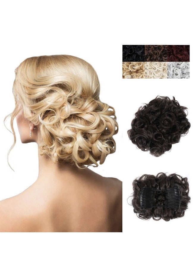 Elaine Combs Messy Bun Hair Piece Curly Dish Hair Buns Extension Thick Chignon Hairpiece Clip In Ponytail Scrunchies Hair Pieces For Women (Dark Brown 98) - Image 1