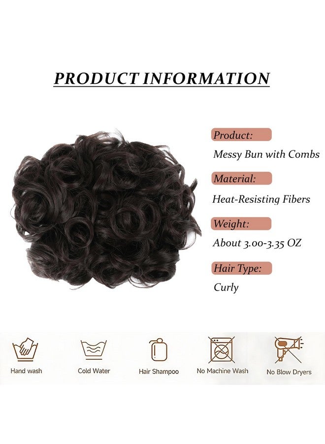 Elaine Combs Messy Bun Hair Piece Curly Dish Hair Buns Extension Thick Chignon Hairpiece Clip In Ponytail Scrunchies Hair Pieces For Women (Dark Brown 98) - Image 2