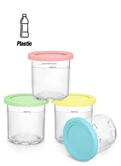 erorex 16 oz. Containers | Extra Replacement Pints and Lids - Compatible with Ninja Creami NC301 NC300 NC299AMZ Series ONLY (4 Pack - Blue, Pink, Green, Yellow)  - Image 1