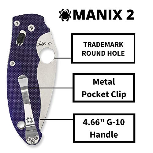 Spyderco Manix 2 Signature Knife with 3.37" CPM S110V Steel Blade and Durable Dark Blue G-10 Handle - PlainEdge - C101GPDBL2 - Image 4