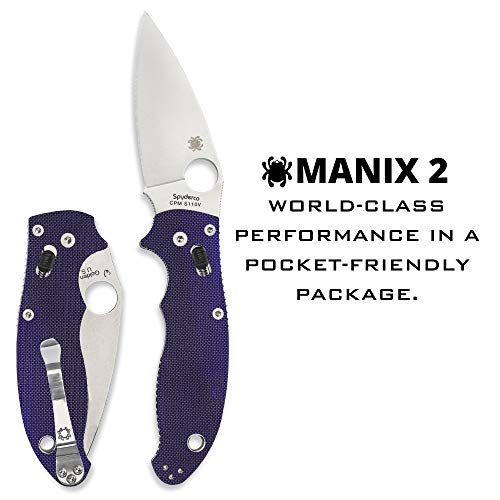 Spyderco Manix 2 Signature Knife with 3.37" CPM S110V Steel Blade and Durable Dark Blue G-10 Handle - PlainEdge - C101GPDBL2 - Image 2