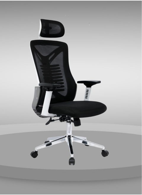 Karnak Ergonomic Mesh Office Desk Chair with Headrest and Lumbar Support Comfortable High White & Back
