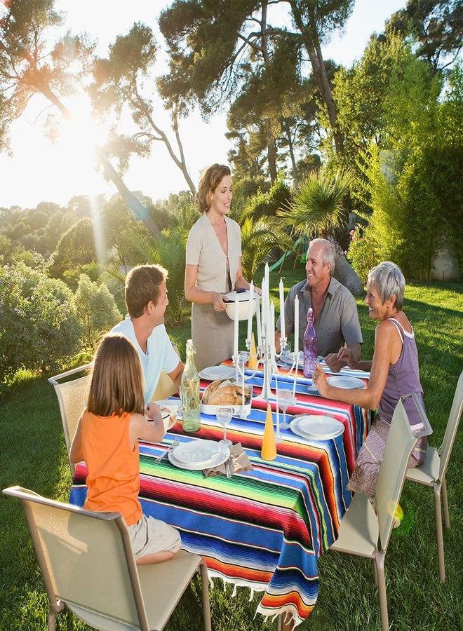 Fowecelt Mexican Serape Blanket Tablecloth 59 x 84 Inch for Mexican Wedding Party Decorations Outdoor Picnics Dining Table, Large Square Cotton Table Cloth - Image 3