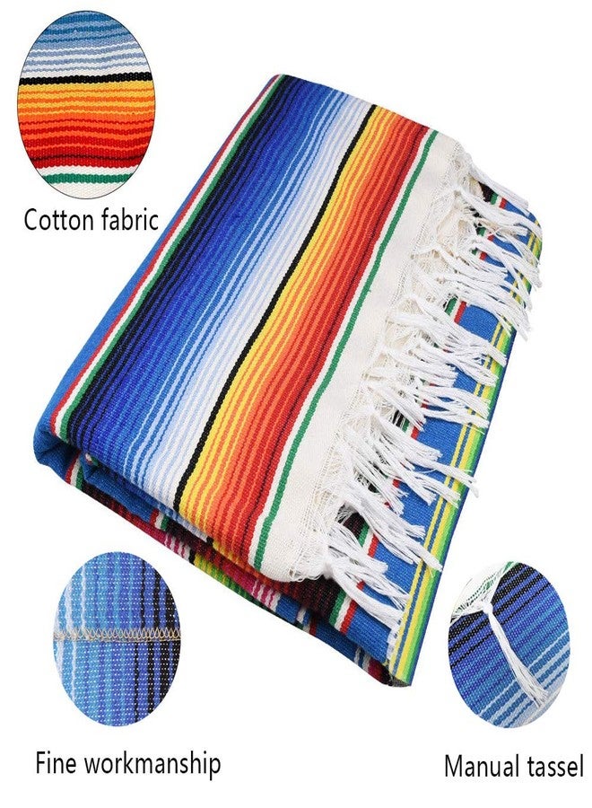 Fowecelt Mexican Serape Blanket Tablecloth 59 x 84 Inch for Mexican Wedding Party Decorations Outdoor Picnics Dining Table, Large Square Cotton Table Cloth - Image 2