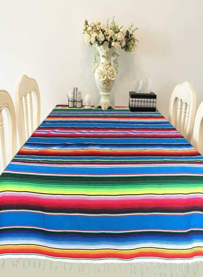 Fowecelt Mexican Serape Blanket Tablecloth 59 x 84 Inch for Mexican Wedding Party Decorations Outdoor Picnics Dining Table, Large Square Cotton Table Cloth - Image 5
