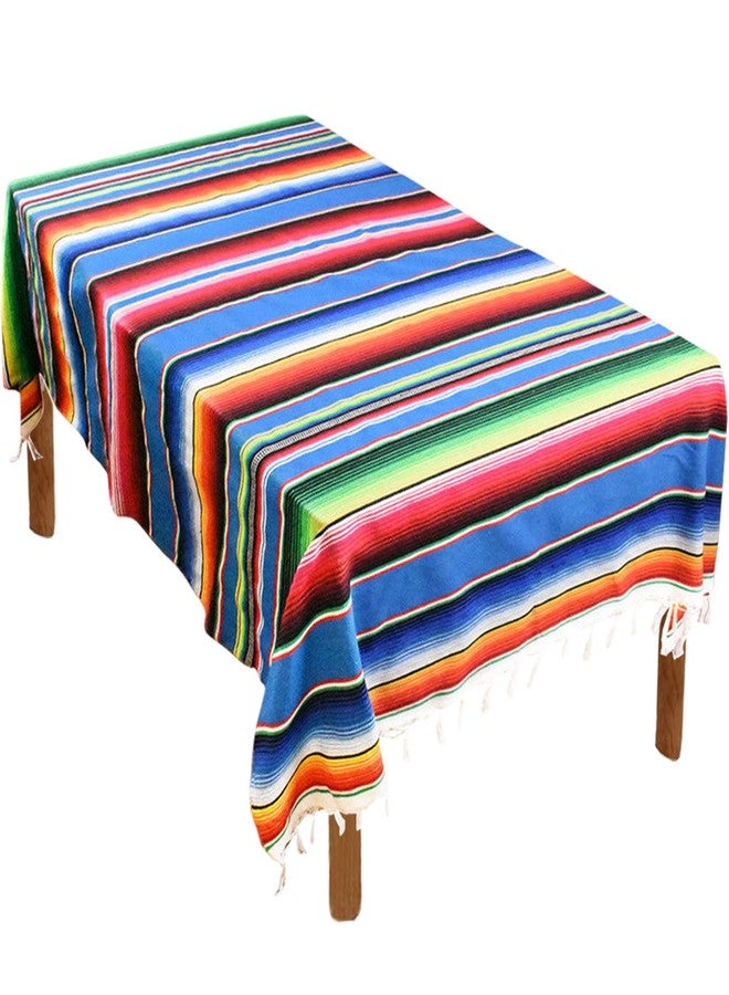 Fowecelt Mexican Serape Blanket Tablecloth 59 x 84 Inch for Mexican Wedding Party Decorations Outdoor Picnics Dining Table, Large Square Cotton Table Cloth - Image 1