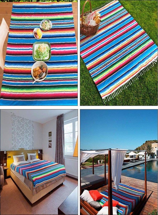 Fowecelt Mexican Serape Blanket Tablecloth 59 x 84 Inch for Mexican Wedding Party Decorations Outdoor Picnics Dining Table, Large Square Cotton Table Cloth - Image 4