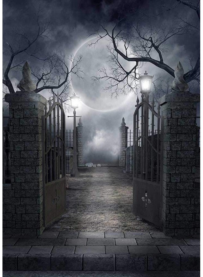 INRUI Ruini Halloween Theme Backdrop Halloween Full Moon Haunted House Backdrop Photo Props (5X7Ft) - Image 4